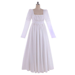 Graceful White Halloweez Regency Dress for Women - Timeless High Waist Gown, Ideal for Weddings and Cosplay - Halloweez