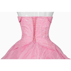 Stunning Glinda Cosplay Costume - Crown, Earrings, Corset, Skirt, Pink Dress for Halloween - Halloweez