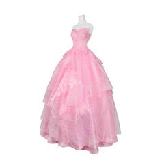 Stunning Glinda Cosplay Costume - Crown, Earrings, Corset, Skirt, Pink Dress for Halloween - Halloweez