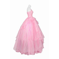 Stunning Glinda Cosplay Costume - Crown, Earrings, Corset, Skirt, Pink Dress for Halloween - Halloweez