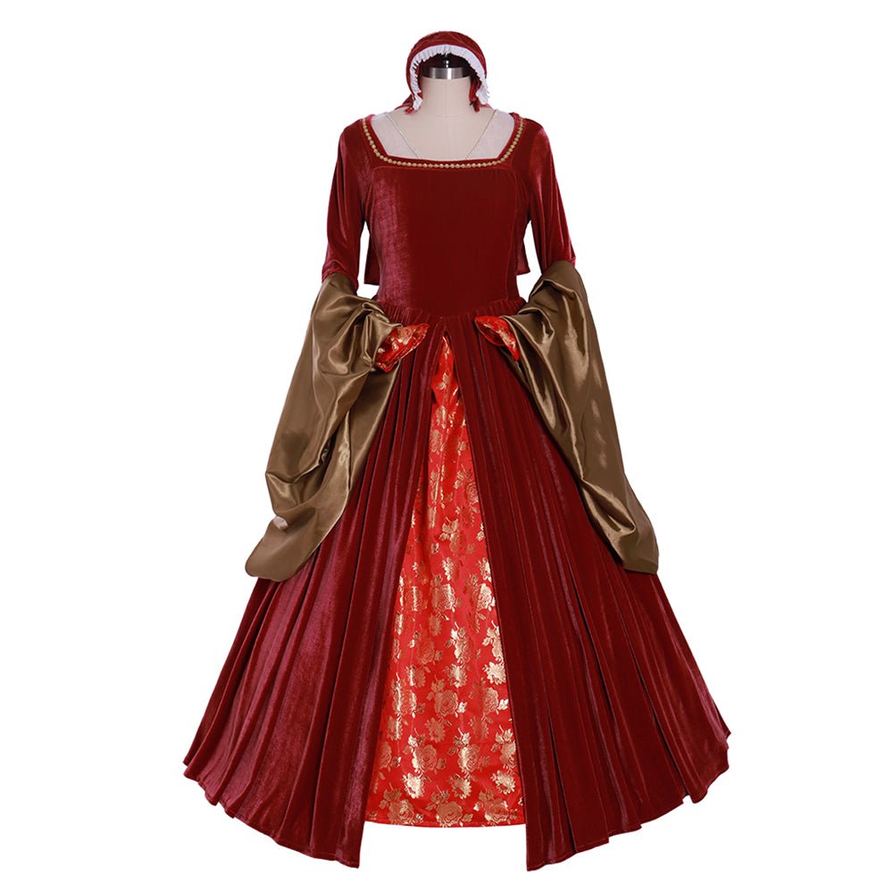 Halloweez Tudor Era Red Dress | Anne Boleyn Inspired Costume | Historical Cosplay Gown - Halloweez