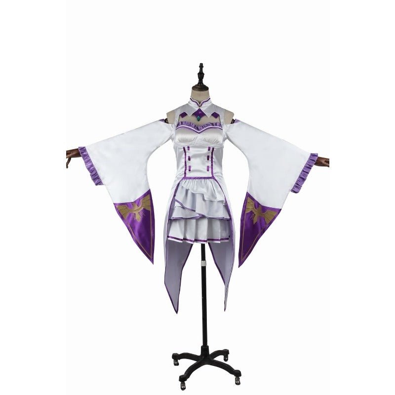 Halloweez Emilia Cosplay Costume - Re:Zero Isekai Anime Dress with Headdress for Festive Celebrations - Halloweez