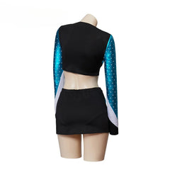 Halloweez Maddy Set Cheerleading Uniform - Long Sleeve Crop Top with Mini Skirt for Girls High School - Halloweez