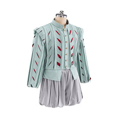 Authentic Tudor Men's Cosplay Costume – Green & Red Top with Grey Pants - Halloweez