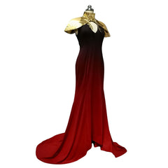 Embrace the Dark Glamour with the Halloweez Carmilla Cosplay Costume - Elegant Red Dress with Long White Wig - Halloweez