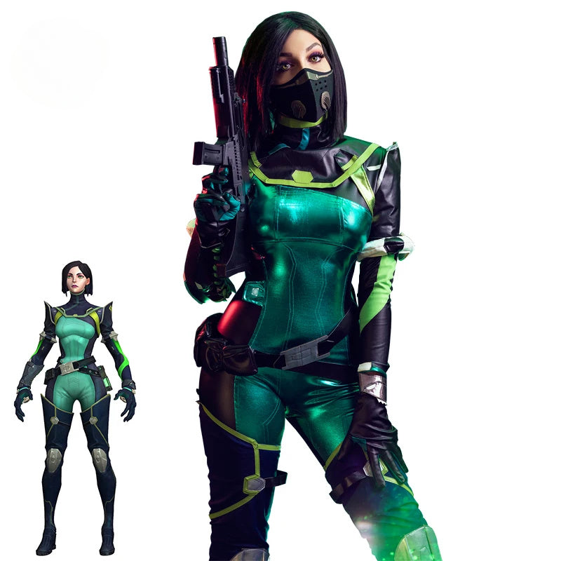 Available Now - Halloweez Viper Cosplay Costume for Women - Authentic Valorant Viper Look for Parties - Halloweez