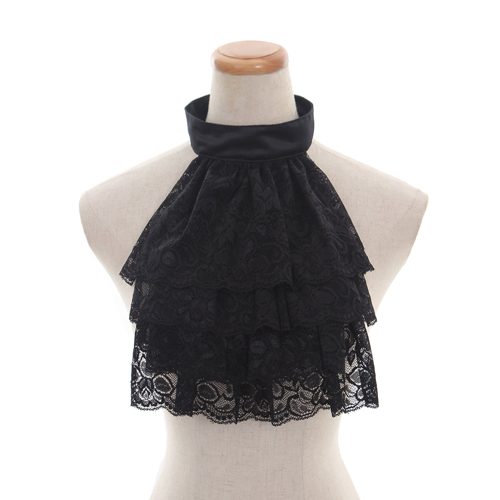 Elegant Victorian Black Lace Detachable Collar and Cuffs | Halloweez Gothic Cosplay Essentials - Halloweez