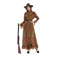 Western Cowboy Legendary Gunslinger Cosplay Costume for Halloween Party, Adult Hunter Outfit with Hat and Accessories - Halloweez