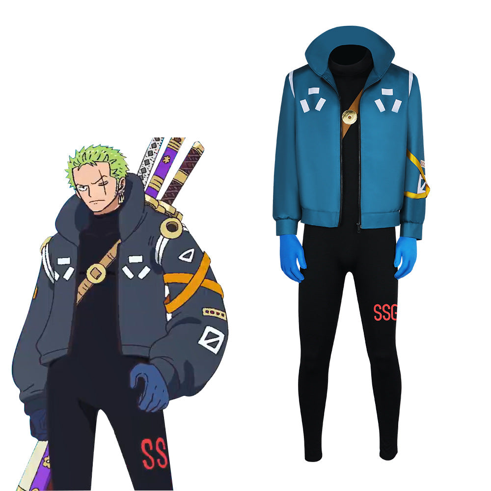 One Piece Roronoa Zoro Cosplay Costume Future Island Egghead Edition Anime Role Play Outfit - Halloweez