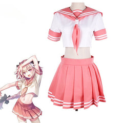Halloweez Astolfo Cosplay Costume - Fate Apocrypha Pink School Uniform for Women - Halloweez