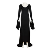 Official Wednesday Addams Netflix Black Gothic Dress with White Collar Costume - Halloweez