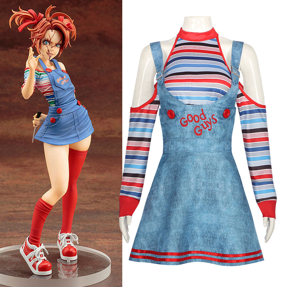 Chucky Ghost Return Chucky Cosplay Costume for Halloween Horror Doll Overalls Performance - Halloweez