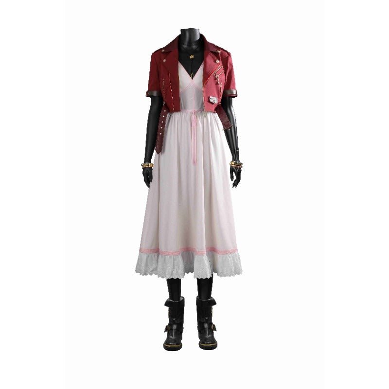 Halloweez Aerith Gainsborough Cosplay Outfit - Complete Coat & Dress Set or Single Items - Halloweez