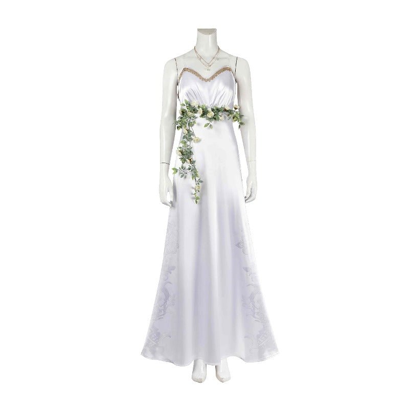 Halloweez Aerith Gainsborough Cosplay White Dress for Halloween Gold Saucer Event - Halloweez