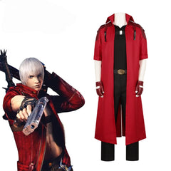 Devil May Cry 3 Dante Red Leather Jacket Cosplay Costume Halloween Outfit - Halloweez