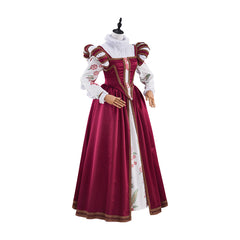 Tudor Dynasty Red Waistcoat Floral Lining Dress Cosplay Costume – Historical & Renaissance Fair Outfit - Halloweez
