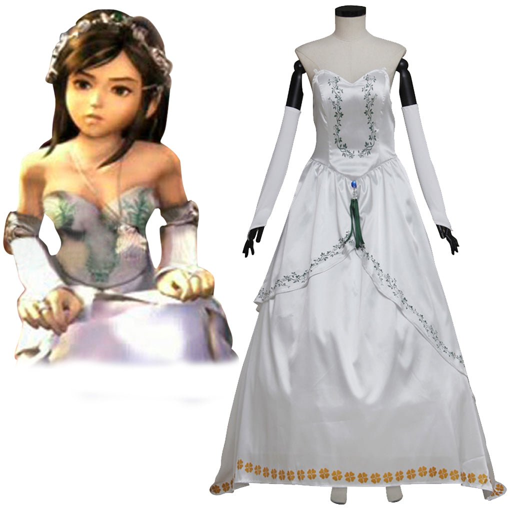 Halloweez Final Fantasy IX Garnet Cosplay Costume – Elegant White Wedding Dress for Women - Halloweez