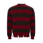 Halloweez Freddy Krueger Cosplay Sweater | Nightmare Street Movie Inspired Red Striped Knit Shirt - Halloweez