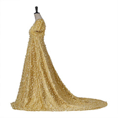 Elegant Gold Silk Empire Gown - Timeless Regency Dress for Halloweez, Holidays, and Special Events - Halloweez