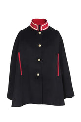 Elegant Gothic Black Velvet Cape for Women - Vintage Navy Military Inspired Cloak by Halloweez - Halloweez