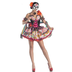 Halloweez Costume | Skeleton Print Dress for Day of the Dead and Halloween Parties - Halloweez