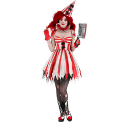 Halloweez Vampire Clown Cosplay Costume | Spooky Female Jester Outfit for Halloween & Roleplay - Halloweez