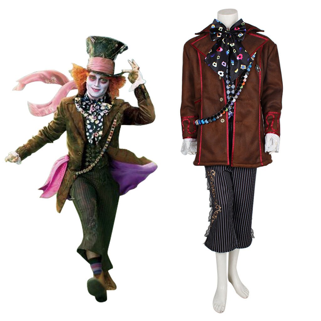Halloweez Johnny Depp Mad Hatter Costume | Alice in Wonderland Full Suit for Adults | Halloween Cosplay Outfit - Halloweez