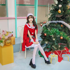 Stylish Loli Christmas Outfit - Halloweez Plaid Party Dress with Cape - Halloweez