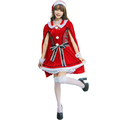 Stylish Loli Christmas Outfit - Halloweez Plaid Party Dress with Cape - Halloweez