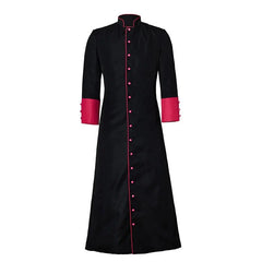 Epic Medieval Clergy Robe - Black & Red Pastor Cassock Jacket for Men | Halloweez Medieval Series - Halloweez