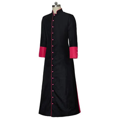 Epic Medieval Clergy Robe - Black & Red Pastor Cassock Jacket for Men | Halloweez Medieval Series - Halloweez