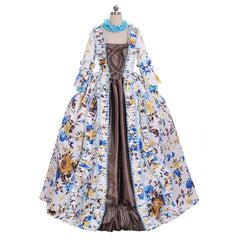 Elegant Medieval Floral Dress | Marie Antoinette Cosplay | Renaissance Gown for Parties and Halloween | Gothic Victorian Suit by Halloweez - Halloweez