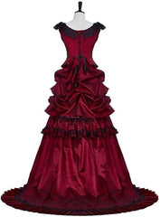 Halloweez 18th Century Red Gothic Bustle Dress - Victorian Ball Gown Costume for Women - Halloweez