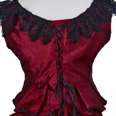 Halloweez 18th Century Red Gothic Bustle Dress - Victorian Ball Gown Costume for Women - Halloweez