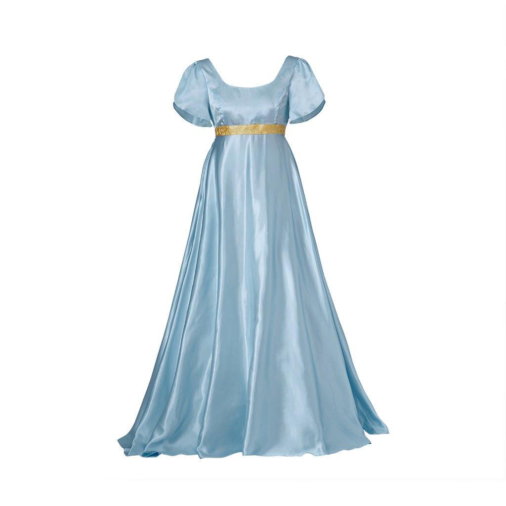 Elegant Halloweez Medieval Regency Gown with Gold Waistband - Bridgerton Inspired - Halloweez