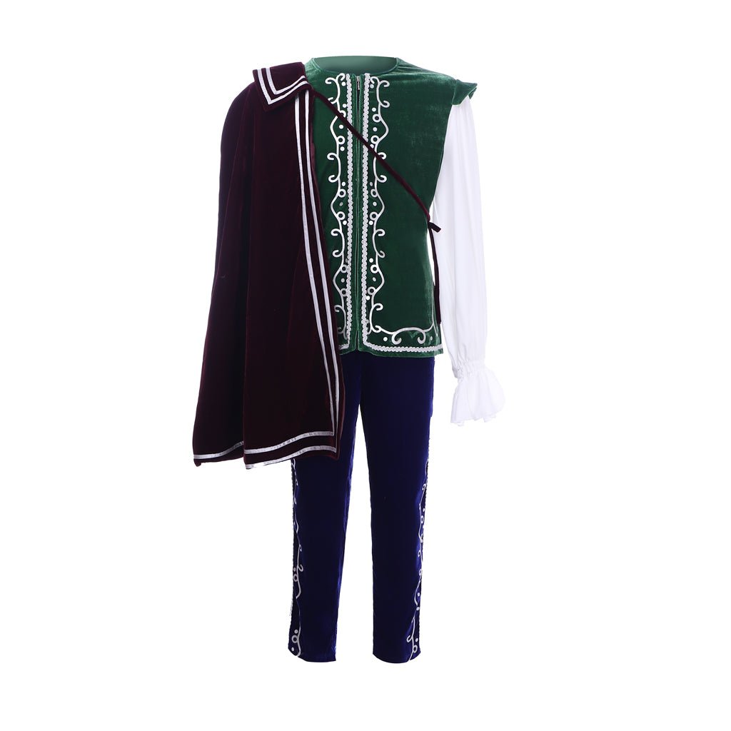 Royal Medieval Tudor King or Prince Costume - Velvet Long Sleeve Top, Pants & Cloak | Halloweez - Halloweez