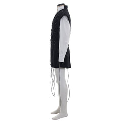 Men’s Medieval Pirate Costume - White Shirt & Black Tassel Vest for Halloween | Halloweez - Halloweez