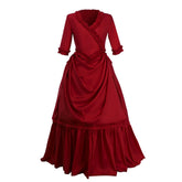 Halloweez Vintage Victorian Red Ball Gown with Bustle | Elegant Cosplay & Wedding Dress for Women - Halloweez