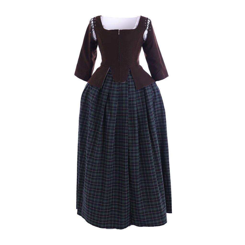 Halloweez Claire Fraser Cosplay Costume | Women's Scottish Highland Colonial Prairie Dress for Adults - Halloweez