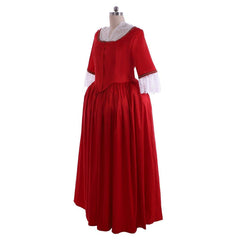 Outlander Inspired Claire Randall Red Ball Gown Cosplay Costume | Rococo & Medieval Style Dress for Events - Halloweez