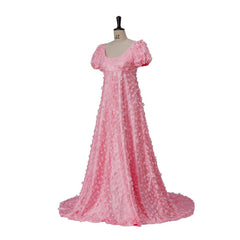 Stunning Pink Silk Satin Empire Gown - Halloweez Medieval Regency Dress for Special Events - Halloweez