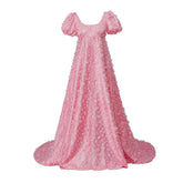Stunning Pink Silk Satin Empire Gown - Halloweez Medieval Regency Dress for Special Events - Halloweez