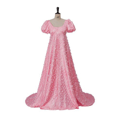 Stunning Pink Silk Satin Empire Gown - Halloweez Medieval Regency Dress for Special Events - Halloweez