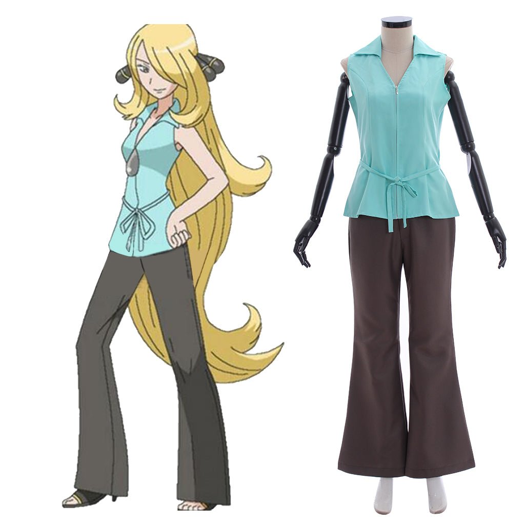 Halloweez Cynthia Cosplay Costume - Premium Pokemon Champion Outfit - Halloweez