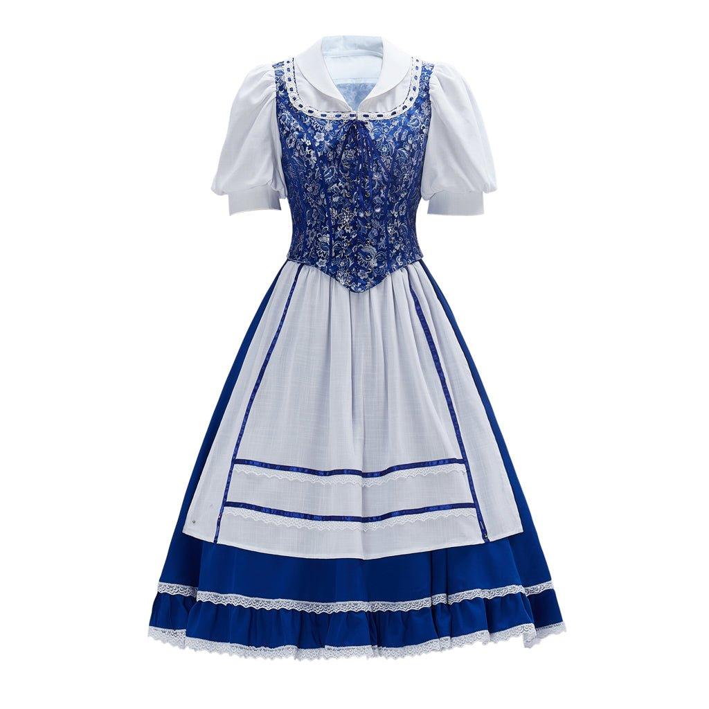 Halloweez Princess Belle Cosplay Costume - Women's Blue Maid Dress - Halloweez