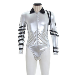 Halloweez Punk MJ Michael Jackson Inspired BAD Tour Silver Jacket - Halloweez