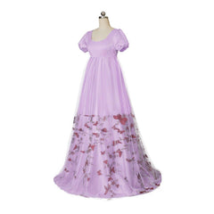 Royal Purple Double-Layer Silk Empire Gown | Halloweez Exclusive - Halloweez