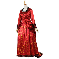 Stunning Red Victorian Ball Gown with Bustle | Perfect for Cosplay and Reenactments - Halloweez