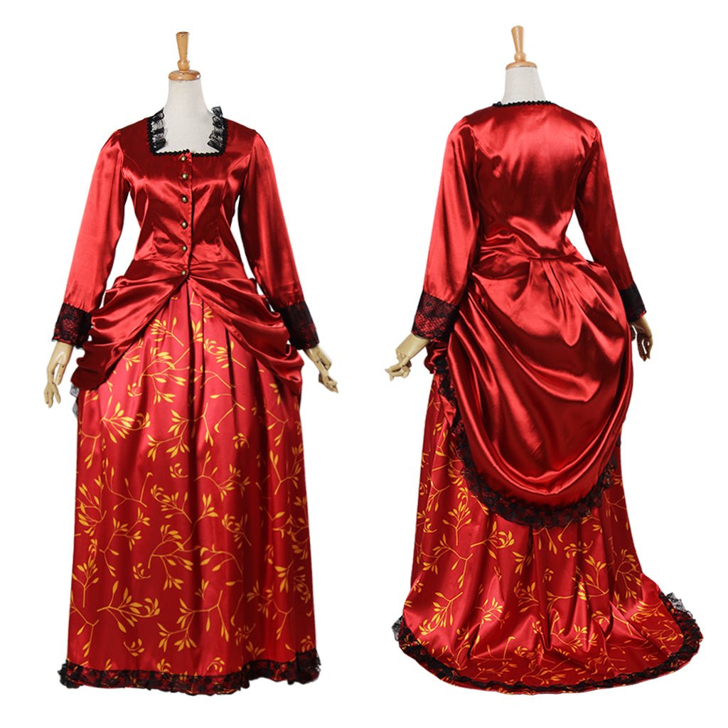 Stunning Red Victorian Ball Gown with Bustle | Perfect for Cosplay and Reenactments - Halloweez