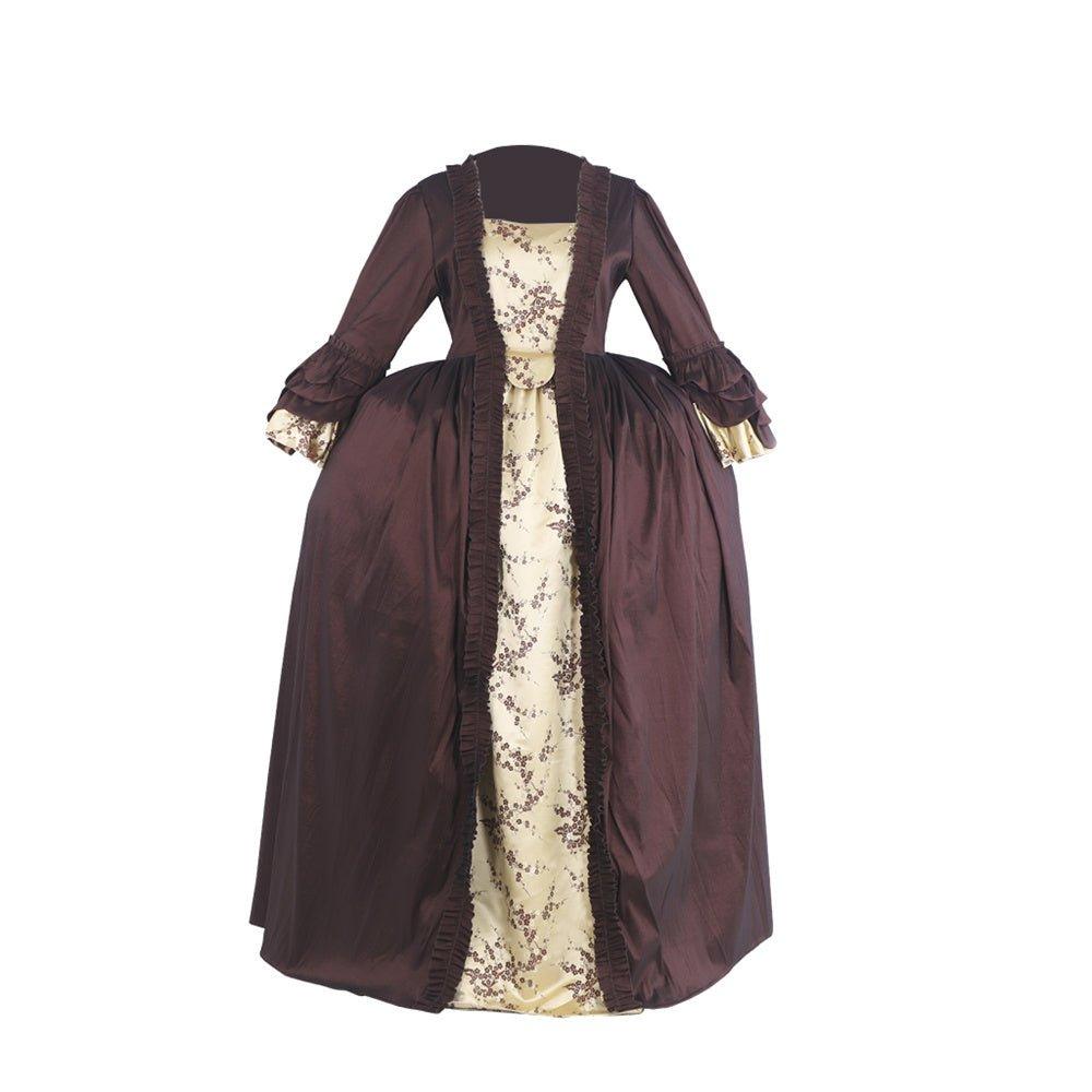 Elegant Halloweez Coffee Brown Rococo Dress - Exquisite Embroidery with Golden Details - Halloweez